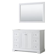 Load image into Gallery viewer, Wyndham Collection Vanity Wyndham Collection WCV232348SWHCXSXXM46 Avery 48 Inch Single Bathroom Vanity in White, No Countertop, No Sink, and 46 Inch Mirror