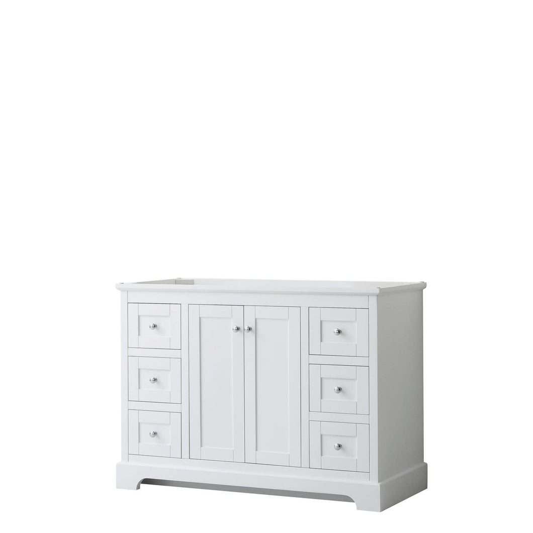 Wyndham Collection Vanity Wyndham Collection WCV232348SWHCXSXXMXX Avery 48 Inch Single Bathroom Vanity in White, No Countertop, No Sink, and No Mirror