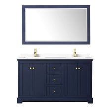 Load image into Gallery viewer, Wyndham Collection Vanity Wyndham Collection WCV232360DBLWCUNSM58 Avery 60 Inch Double Bathroom Vanity in Dark Blue, White Cultured Marble Countertop, Undermount Square Sinks, 58 Inch Mirror