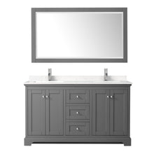 Load image into Gallery viewer, Wyndham Collection Vanity Wyndham Collection WCV232360DKGC2UNSM58 Avery 60 Inch Double Bathroom Vanity in Dark Gray, Light-Vein Carrara Cultured Marble Countertop, Undermount Square Sinks, 58 Inch Mirror