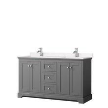 Load image into Gallery viewer, Wyndham Collection Vanity Wyndham Collection WCV232360DKGC2UNSMXX Avery 60 Inch Double Bathroom Vanity in Dark Gray, Light-Vein Carrara Cultured Marble Countertop, Undermount Square Sinks, No Mirror