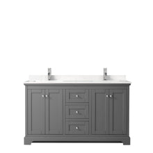 Load image into Gallery viewer, Wyndham Collection Vanity Wyndham Collection WCV232360DKGC2UNSMXX Avery 60 Inch Double Bathroom Vanity in Dark Gray, Light-Vein Carrara Cultured Marble Countertop, Undermount Square Sinks, No Mirror