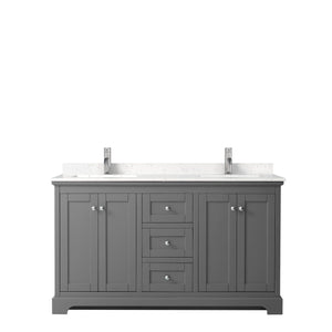 Wyndham Collection Vanity Wyndham Collection WCV232360DKGC2UNSMXX Avery 60 Inch Double Bathroom Vanity in Dark Gray, Light-Vein Carrara Cultured Marble Countertop, Undermount Square Sinks, No Mirror