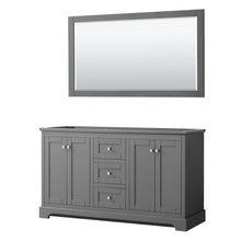 Load image into Gallery viewer, Wyndham Collection Vanity Wyndham Collection WCV232360DKGCXSXXM58 Avery 60 Inch Double Bathroom Vanity in Dark Gray, No Countertop, No Sinks, and 58 Inch Mirror