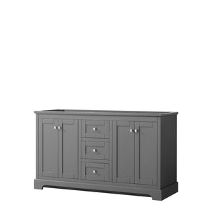 Wyndham Collection Vanity Wyndham Collection WCV232360DKGCXSXXMXX Avery 60 Inch Double Bathroom Vanity in Dark Gray, No Countertop, No Sinks, and No Mirror