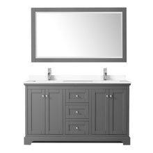 Load image into Gallery viewer, Wyndham Collection Vanity Wyndham Collection WCV232360DKGWCUNSM58 Avery 60 Inch Double Bathroom Vanity in Dark Gray, White Cultured Marble Countertop, Undermount Square Sinks, 58 Inch Mirror