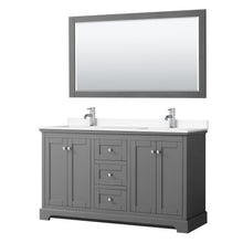Load image into Gallery viewer, Wyndham Collection Vanity Wyndham Collection WCV232360DKGWCUNSM58 Avery 60 Inch Double Bathroom Vanity in Dark Gray, White Cultured Marble Countertop, Undermount Square Sinks, 58 Inch Mirror