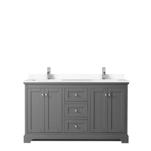Load image into Gallery viewer, Wyndham Collection Vanity Wyndham Collection WCV232360DKGWCUNSMXX Avery 60 Inch Double Bathroom Vanity in Dark Gray, White Cultured Marble Countertop, Undermount Square Sinks, No Mirror