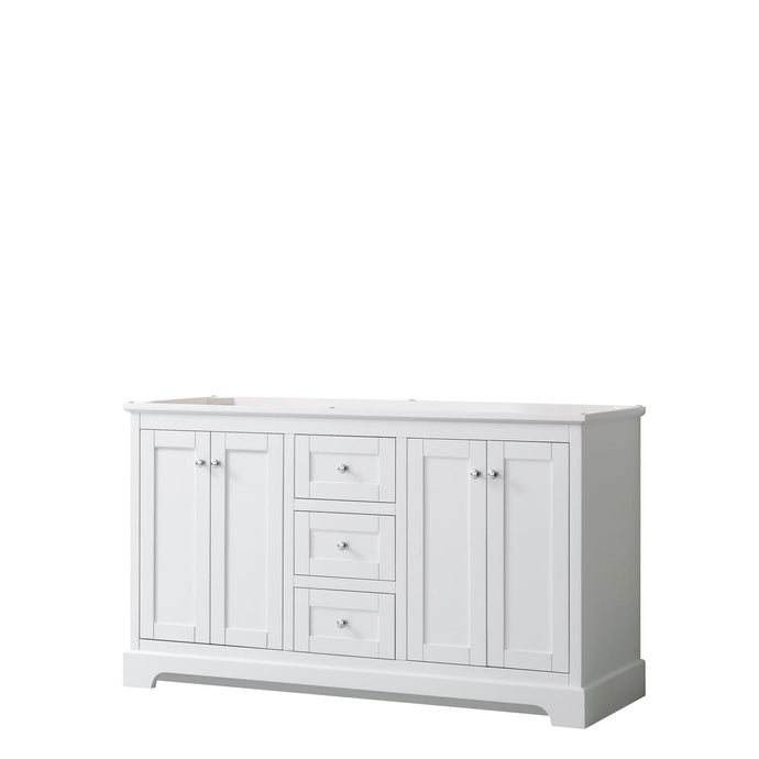 Wyndham Collection Vanity Wyndham Collection WCV232360DWHCXSXXMXX Avery 60 Inch Double Bathroom Vanity in White, No Countertop, No Sinks, and No Mirror