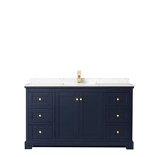 Load image into Gallery viewer, Wyndham Collection Vanity Wyndham Collection WCV232360SBLC2UNSMXX Avery 60 Inch Single Bathroom Vanity in Dark Blue, Light-Vein Carrara Cultured Marble Countertop, Undermount Square Sink, No Mirror