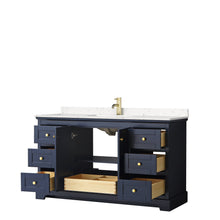 Load image into Gallery viewer, Wyndham Collection Vanity Wyndham Collection WCV232360SBLC2UNSMXX Avery 60 Inch Single Bathroom Vanity in Dark Blue, Light-Vein Carrara Cultured Marble Countertop, Undermount Square Sink, No Mirror