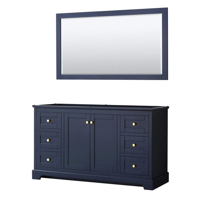 Wyndham Collection Vanity Wyndham Collection WCV232360SBLCXSXXM58 Avery 60 Inch Single Bathroom Vanity in Dark Blue, No Countertop, No Sink, and 58 Inch Mirror