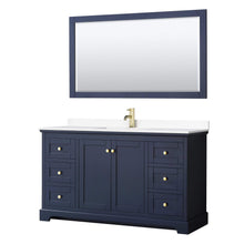 Load image into Gallery viewer, Wyndham Collection Vanity Wyndham Collection WCV232360SBLWCUNSM58 Avery 60 Inch Single Bathroom Vanity in Dark Blue, White Cultured Marble Countertop, Undermount Square Sink, 58 Inch Mirror