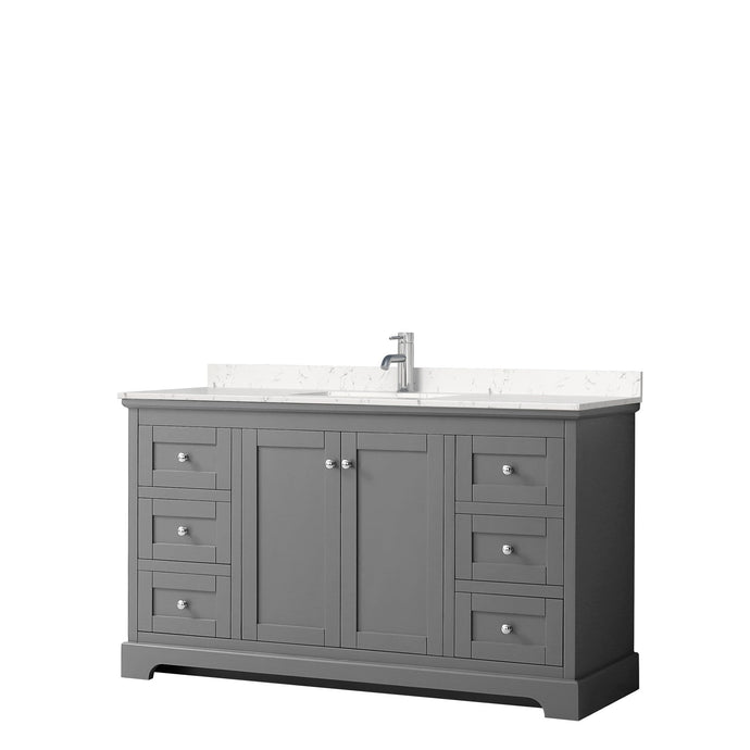 Wyndham Collection Vanity Wyndham Collection WCV232360SKGC2UNSMXX Avery 60 Inch Single Bathroom Vanity in Dark Gray, Light-Vein Carrara Cultured Marble Countertop, Undermount Square Sink, No Mirror