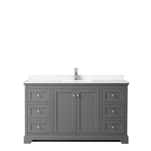 Wyndham Collection Vanity Wyndham Collection WCV232360SKGC2UNSMXX Avery 60 Inch Single Bathroom Vanity in Dark Gray, Light-Vein Carrara Cultured Marble Countertop, Undermount Square Sink, No Mirror