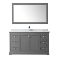 Load image into Gallery viewer, Wyndham Collection Vanity Wyndham Collection WCV232360SKGCMUNSM58 Avery 60 Inch Single Bathroom Vanity in Dark Gray, White Carrara Marble Countertop, Undermount Square Sink, and 58 Inch Mirror