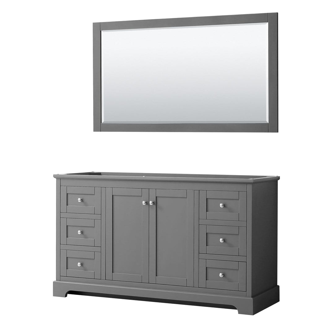 Wyndham Collection Vanity Wyndham Collection WCV232360SKGCXSXXM58 Avery 60 Inch Single Bathroom Vanity in Dark Gray, No Countertop, No Sink, and 58 Inch Mirror