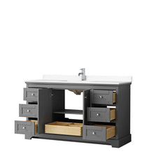 Load image into Gallery viewer, Wyndham Collection Vanity Wyndham Collection WCV232360SKGWCUNSMXX Avery 60 Inch Single Bathroom Vanity in Dark Gray, White Cultured Marble Countertop, Undermount Square Sink, No Mirror