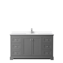 Load image into Gallery viewer, Wyndham Collection Vanity Wyndham Collection WCV232360SKGWCUNSMXX Avery 60 Inch Single Bathroom Vanity in Dark Gray, White Cultured Marble Countertop, Undermount Square Sink, No Mirror