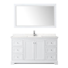 Load image into Gallery viewer, Wyndham Collection Vanity Wyndham Collection WCV232360SWHC2UNSM58 Avery 60 Inch Single Bathroom Vanity in White, Light-Vein Carrara Cultured Marble Countertop, Undermount Square Sink, 58 Inch Mirror