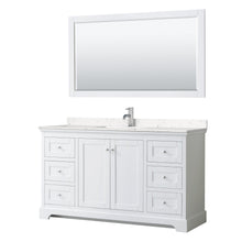 Load image into Gallery viewer, Wyndham Collection Vanity Wyndham Collection WCV232360SWHC2UNSM58 Avery 60 Inch Single Bathroom Vanity in White, Light-Vein Carrara Cultured Marble Countertop, Undermount Square Sink, 58 Inch Mirror
