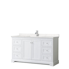 Load image into Gallery viewer, Wyndham Collection Vanity Wyndham Collection WCV232360SWHC2UNSMXX Avery 60 Inch Single Bathroom Vanity in White, Light-Vein Carrara Cultured Marble Countertop, Undermount Square Sink, No Mirror