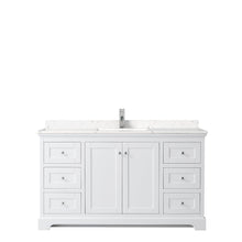 Load image into Gallery viewer, Wyndham Collection Vanity Wyndham Collection WCV232360SWHC2UNSMXX Avery 60 Inch Single Bathroom Vanity in White, Light-Vein Carrara Cultured Marble Countertop, Undermount Square Sink, No Mirror
