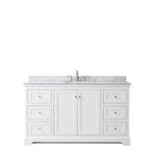 Load image into Gallery viewer, Wyndham Collection Vanity Wyndham Collection WCV232360SWHCMUNOMXX Avery 60 Inch Single Bathroom Vanity in White, White Carrara Marble Countertop, Undermount Oval Sink, and No Mirror