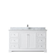 Load image into Gallery viewer, Wyndham Collection Vanity Wyndham Collection WCV232360SWHCMUNSMXX Avery 60 Inch Single Bathroom Vanity in White, White Carrara Marble Countertop, Undermount Square Sink, and No Mirror