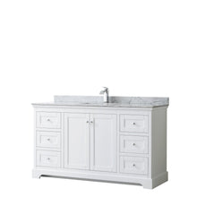 Load image into Gallery viewer, Wyndham Collection Vanity Wyndham Collection WCV232360SWHCMUNSMXX Avery 60 Inch Single Bathroom Vanity in White, White Carrara Marble Countertop, Undermount Square Sink, and No Mirror