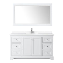 Load image into Gallery viewer, Wyndham Collection Vanity Wyndham Collection WCV232360SWHWCUNSM58 Avery 60 Inch Single Bathroom Vanity in White, White Cultured Marble Countertop, Undermount Square Sink, 58 Inch Mirror
