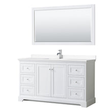Load image into Gallery viewer, Wyndham Collection Vanity Wyndham Collection WCV232360SWHWCUNSM58 Avery 60 Inch Single Bathroom Vanity in White, White Cultured Marble Countertop, Undermount Square Sink, 58 Inch Mirror
