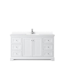 Load image into Gallery viewer, Wyndham Collection Vanity Wyndham Collection WCV232360SWHWCUNSMXX Avery 60 Inch Single Bathroom Vanity in White, White Cultured Marble Countertop, Undermount Square Sink, No Mirror