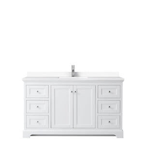 Wyndham Collection Vanity Wyndham Collection WCV232360SWHWCUNSMXX Avery 60 Inch Single Bathroom Vanity in White, White Cultured Marble Countertop, Undermount Square Sink, No Mirror