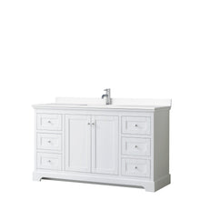 Load image into Gallery viewer, Wyndham Collection Vanity Wyndham Collection WCV232360SWHWCUNSMXX Avery 60 Inch Single Bathroom Vanity in White, White Cultured Marble Countertop, Undermount Square Sink, No Mirror