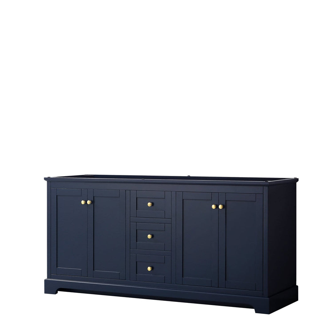 Wyndham Collection Vanity Wyndham Collection WCV232372DBLCXSXXMXX Avery 72 Inch Double Bathroom Vanity in Dark Blue, No Countertop, No Sinks, and No Mirror