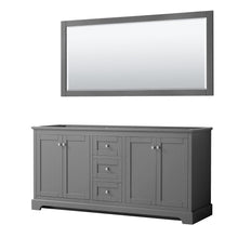 Load image into Gallery viewer, Wyndham Collection Vanity Wyndham Collection WCV232372DKGCXSXXM70 Avery 72 Inch Double Bathroom Vanity in Dark Gray, No Countertop, No Sinks, and 70 Inch Mirror