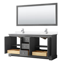 Load image into Gallery viewer, Wyndham Collection Vanity Wyndham Collection WCV232372DKGWCUNSMXX Avery 72 Inch Double Bathroom Vanity in Dark Gray, White Cultured Marble Countertop, Undermount Square Sinks, No Mirror