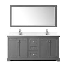 Load image into Gallery viewer, Wyndham Collection Vanity Wyndham Collection WCV232372DKGWCUNSMXX Avery 72 Inch Double Bathroom Vanity in Dark Gray, White Cultured Marble Countertop, Undermount Square Sinks, No Mirror
