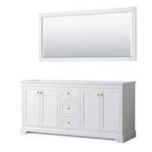 Load image into Gallery viewer, Wyndham Collection Vanity Wyndham Collection WCV232372DWGCXSXXM70 Avery 72 Inch Double Bathroom Vanity in White, No Countertop, No Sinks, 70 Inch Mirror, Brushed Gold Trim