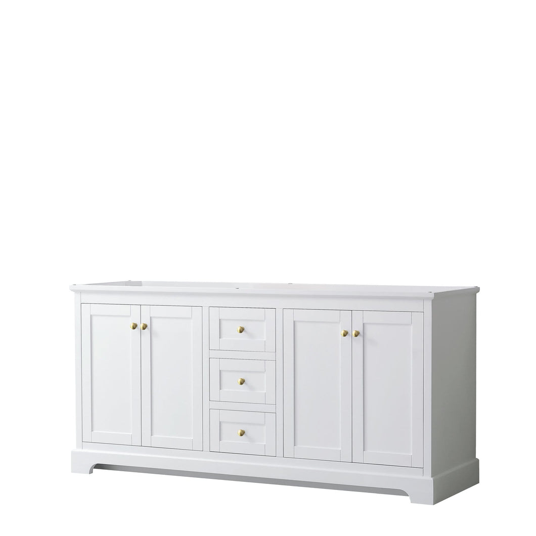 Wyndham Collection Vanity Wyndham Collection WCV232372DWGCXSXXMXX Avery 72 Inch Double Bathroom Vanity in White, No Countertop, No Sinks, Brushed Gold Trim