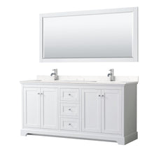 Load image into Gallery viewer, Wyndham Collection Vanity Wyndham Collection WCV232372DWHC2UNSM70 Avery 72 Inch Double Bathroom Vanity in White, Light-Vein Carrara Cultured Marble Countertop, Undermount Square Sinks, 70 Inch Mirror
