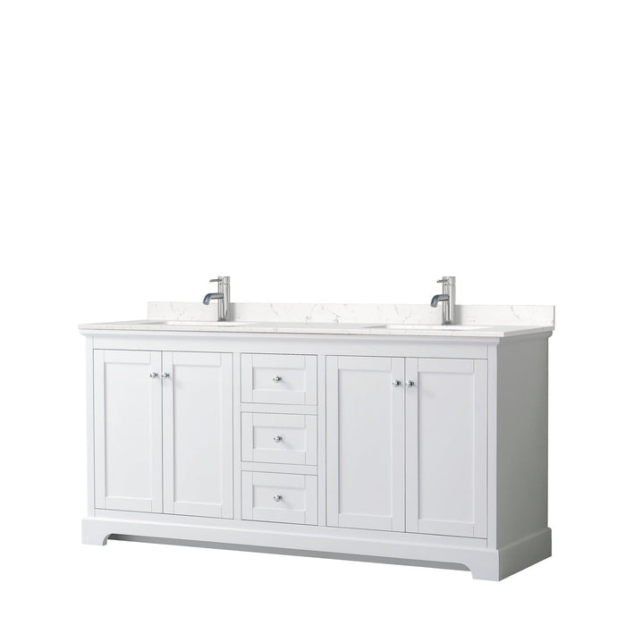 Wyndham Collection Vanity Wyndham Collection WCV232372DWHC2UNSMXX Avery 72 Inch Double Bathroom Vanity in White, Light-Vein Carrara Cultured Marble Countertop, Undermount Square Sinks, No Mirror