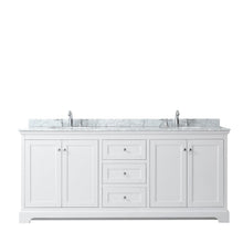 Load image into Gallery viewer, Wyndham Collection Vanity Wyndham Collection WCV232380DWHCMUNOMXX Avery 80 Inch Double Bathroom Vanity in White, White Carrara Marble Countertop, Undermount Oval Sinks, and No Mirror