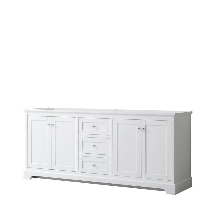 Wyndham Collection Vanity Wyndham Collection WCV232380DWHCXSXXMXX Avery 80 Inch Double Bathroom Vanity in White, No Countertop, No Sinks, and No Mirror