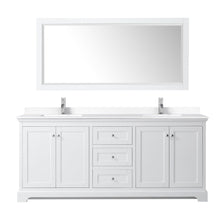 Load image into Gallery viewer, Wyndham Collection Vanity Wyndham Collection WCV232380DWHWCUNSM70 Avery 80 Inch Double Bathroom Vanity in White, White Cultured Marble Countertop, Undermount Square Sinks, 70 Inch Mirror