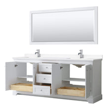Load image into Gallery viewer, Wyndham Collection Vanity Wyndham Collection WCV232380DWHWCUNSMXX Avery 80 Inch Double Bathroom Vanity in White, White Cultured Marble Countertop, Undermount Square Sinks, No Mirror