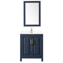 Load image into Gallery viewer, Wyndham Collection Vanity Wyndham Collection WCV252530SBLC2UNSM24 Daria 30 Inch Single Bathroom Vanity in Dark Blue, Light-Vein Carrara Cultured Marble Countertop, Undermount Square Sink, 24 Inch Mirror