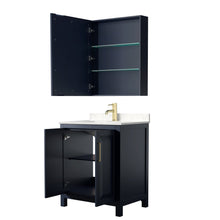 Load image into Gallery viewer, Wyndham Collection Vanity Wyndham Collection WCV252530SBLC2UNSMED Daria 30 Inch Single Bathroom Vanity in Dark Blue, Light-Vein Carrara Cultured Marble Countertop, Undermount Square Sink, Medicine Cabinet
