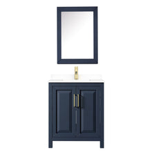 Load image into Gallery viewer, Wyndham Collection Vanity Wyndham Collection WCV252530SBLWCUNSMED Daria 30 Inch Single Bathroom Vanity in Dark Blue, White Cultured Marble Countertop, Undermount Square Sink, Medicine Cabinet